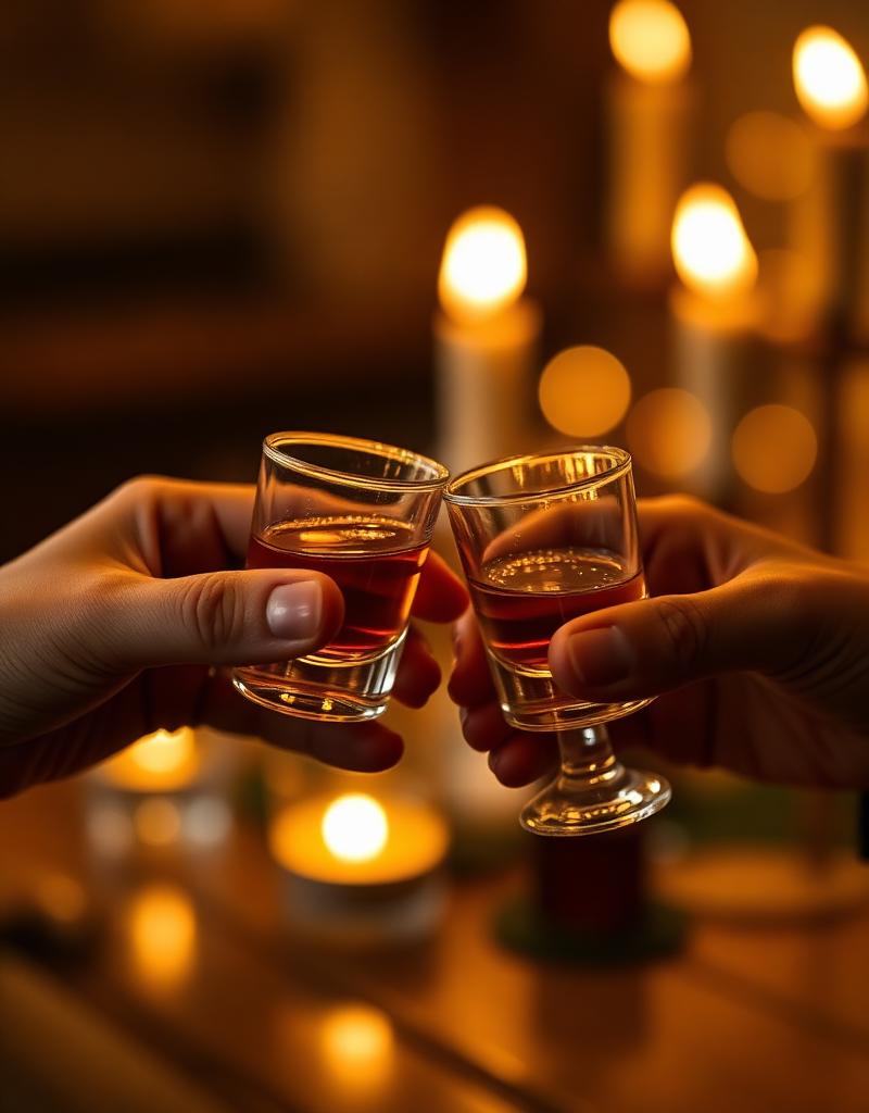 Tsipouro glasses clinking